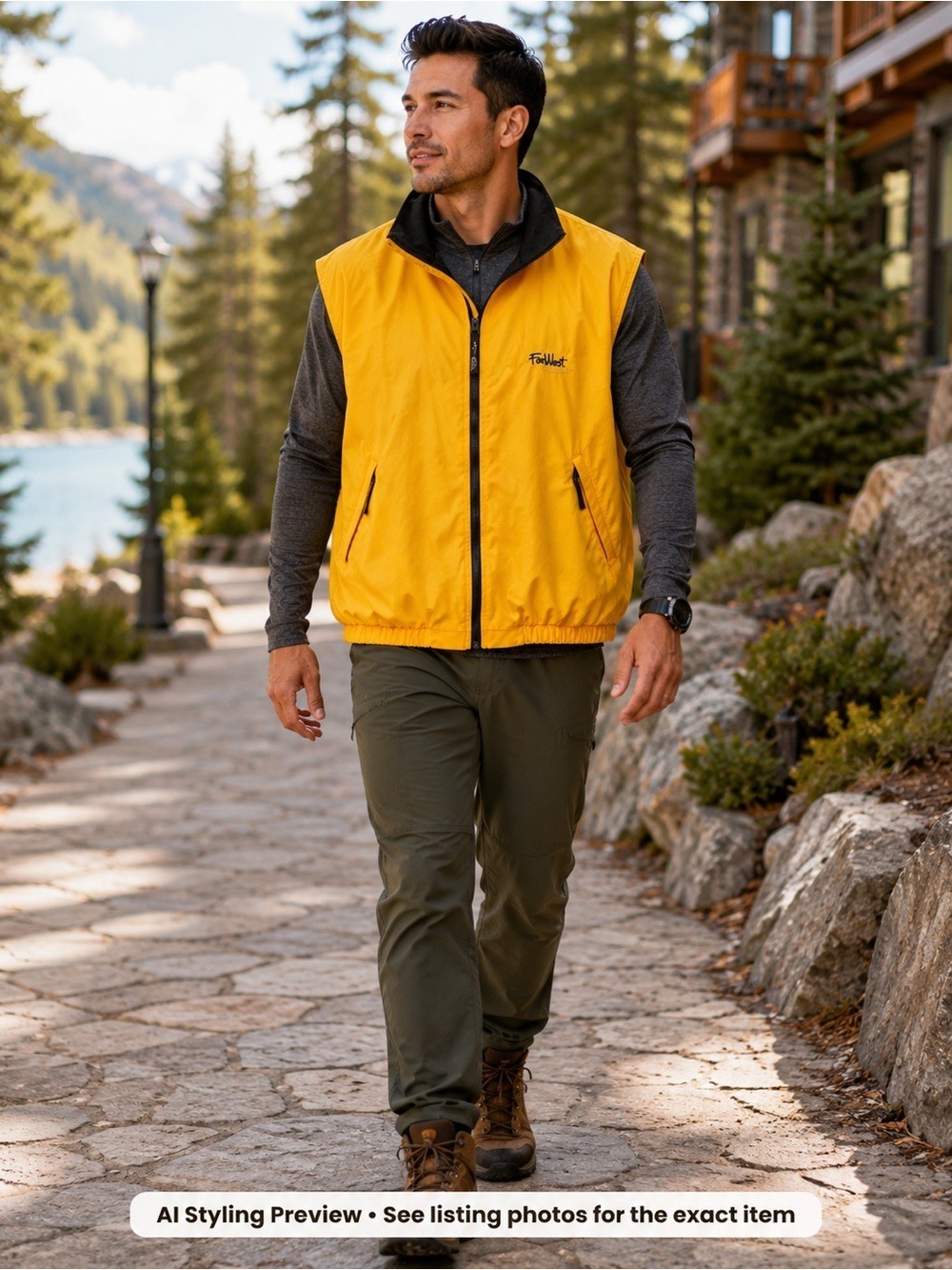 FarWest Drizone Fleece Lined Waterresistant Vest Yellow Men’s XL Made in Canada